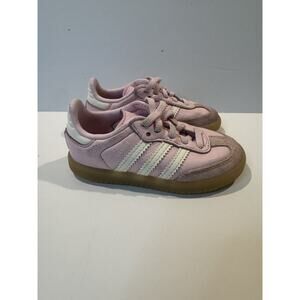 Adidas Samba Kids 6K Pink White Leather Sneakers Classic Gum Sole